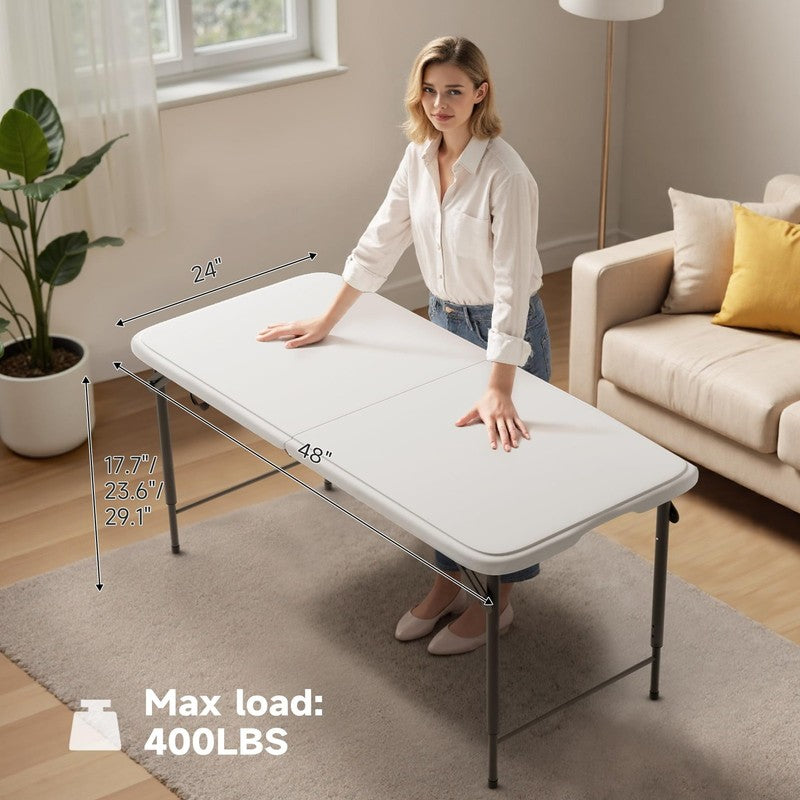Folding Table 4 Foot - 3-Position Adjustable Height, Heavy Duty 400 Lbs Capacity5