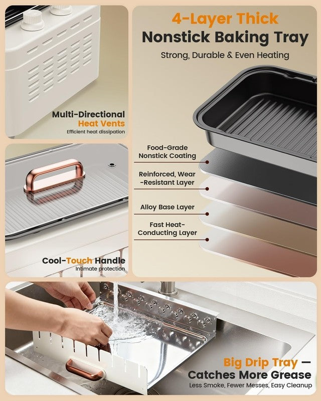 4 in 1 Smokeless Indoor Electric Grill w/ Rotating Skewers & Hot Dog Roller6