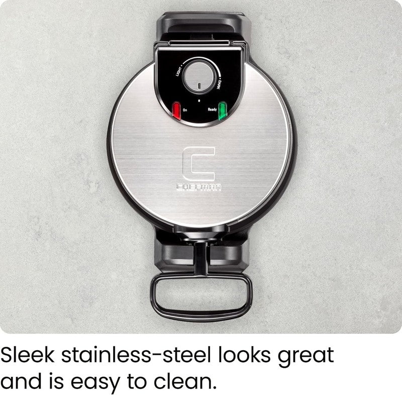 Rotating Belgian Waffle Maker 180° Flip Nonstick Timer Lock Lid SS Black6