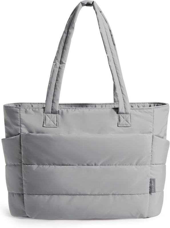 Women’s Puffy Tote Bag Lightweight Shoulder Handbag w/ Compartments Travel Work6