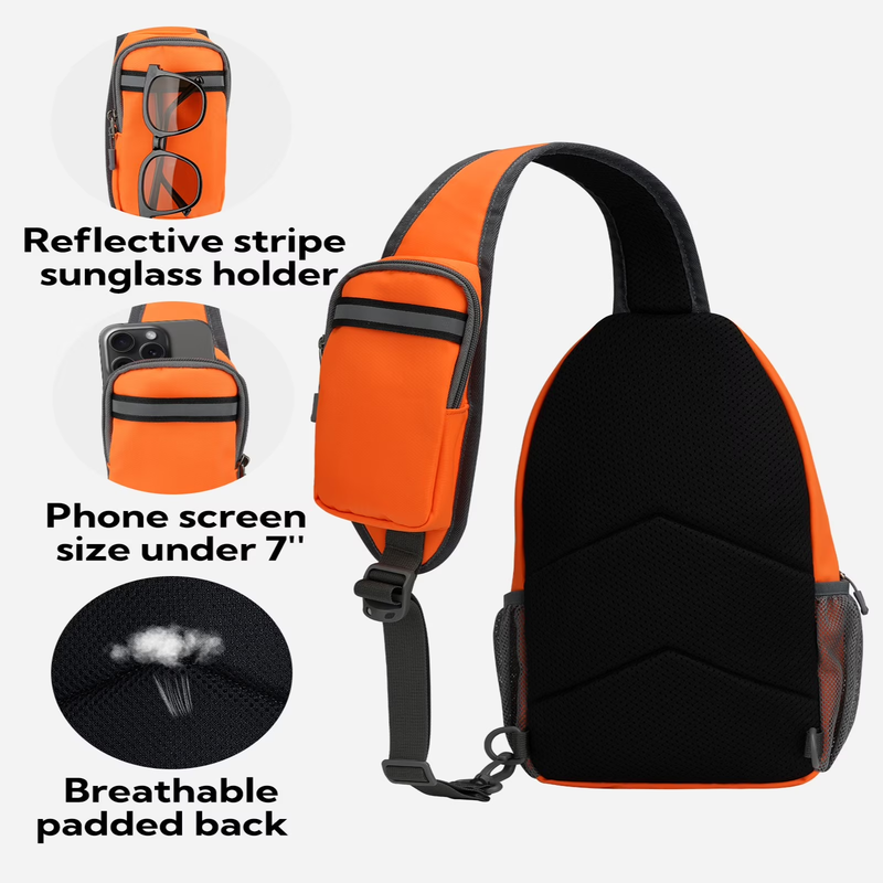 Unisex Hiking Travel Nylon Sling Bag Cross Body Shoulder Chest Bag,Orange4