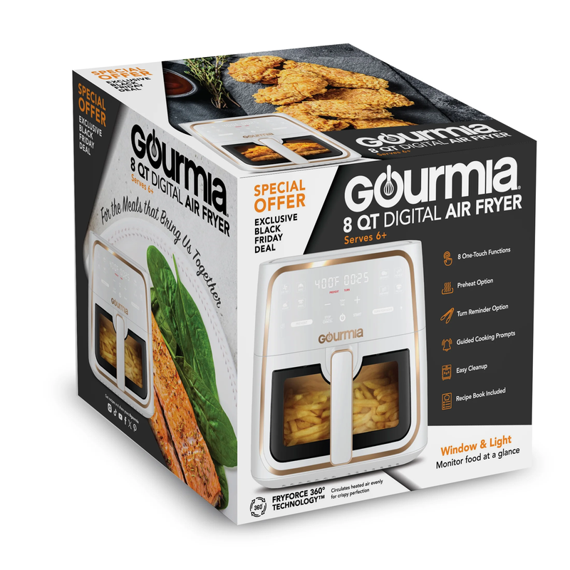 8 Quart Digital Window Air Fryer, with 8 One Touch Functions, White5