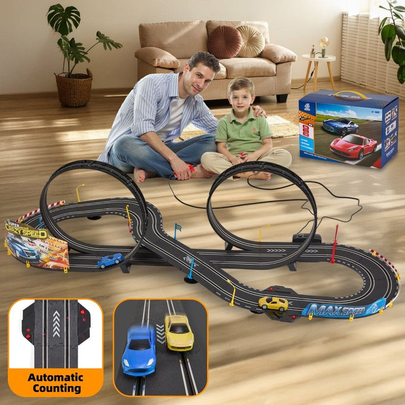 Slot Car Race Track Set for Kids, 20.3Ft Electric Race Car Track Set with 2 High3