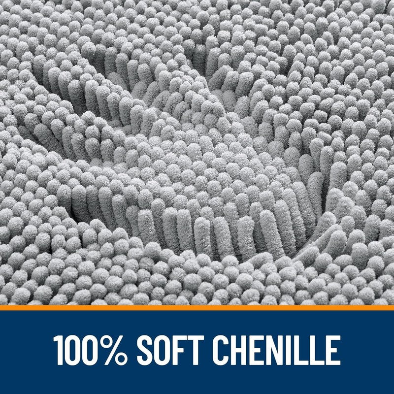 Extra Soft Chenille Bathroom Rugs 30x20, Quick Dry, Machine Washable, Light Grey2