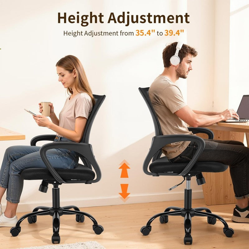 Ergonomic Home Office Chair, Adjustable Lumbar Support and Height, with Arms, Bl4