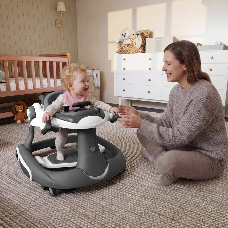 5-In-1 Musical Baby Walker with Wheels, Foldable Baby Walker for Boys Girls, Gre2
