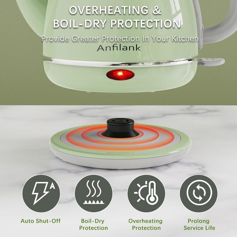 Gooseneck Electric Kettle 1L 1500W Fast Boil Stainless Steel Green4