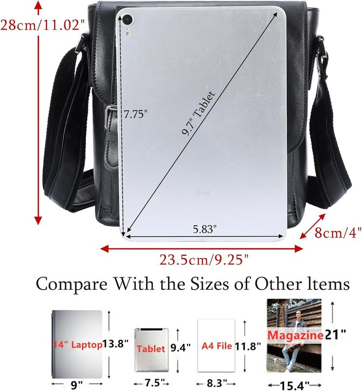 Leather Messenger Bag Small Crossbody Shoulder Bag Men Women Fits 10in Tablet5