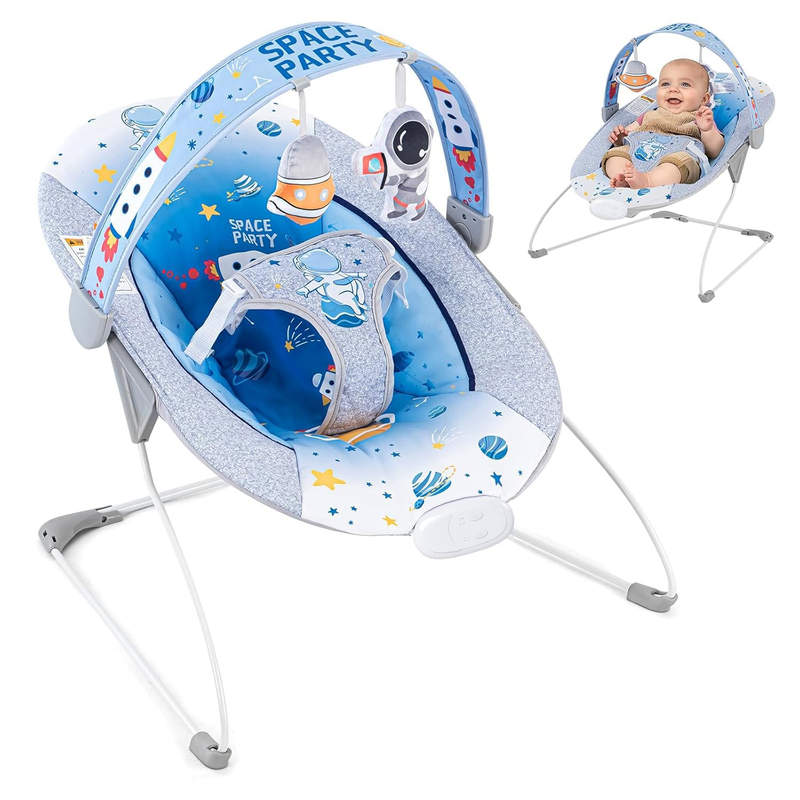 Soothing Baby Bouncer Seat w/ Music Portable Foldable 0 6M Blue10