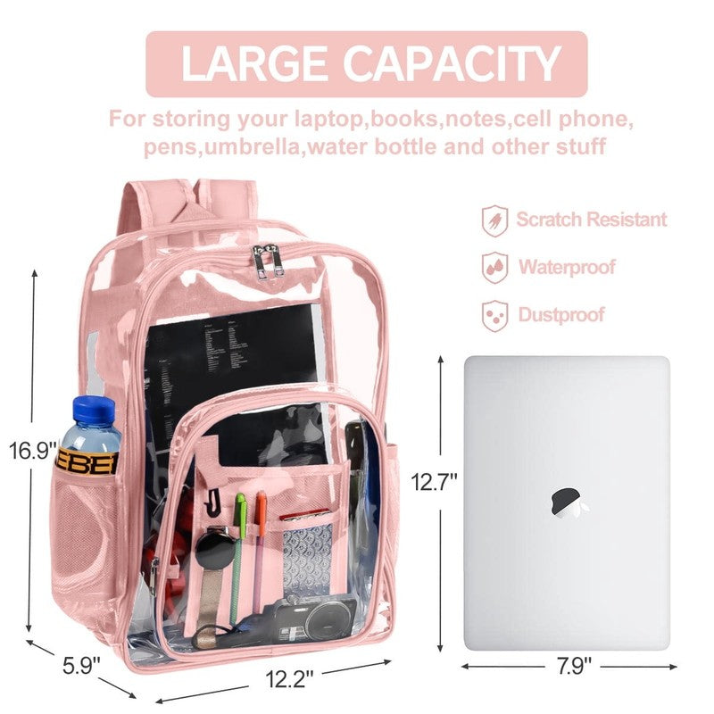 Waterproof Clear Backpack Heavy Duty PVC Transparent Large Capacity Backpack wit4