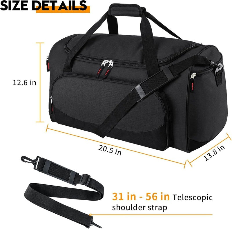 55L Large Gym Duffle Bag for Men Black Durable Travel Workout Sports3