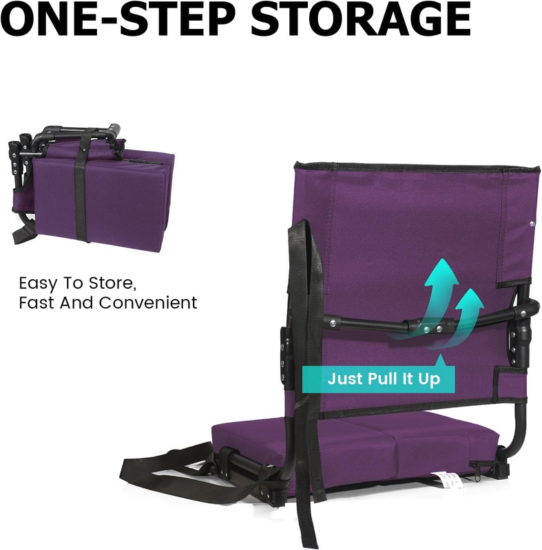 Portable Stadium Seat w/ Back Support Wide Thick Cushion Folding Chair5