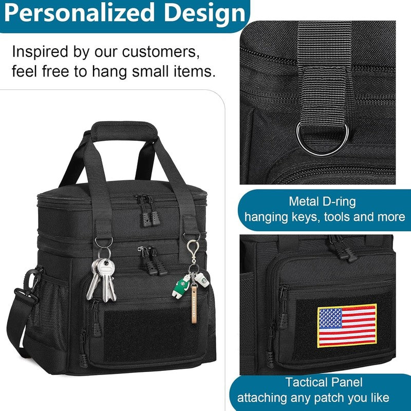 Double Deck Insulated Lunch Box, Expandable Large Lunch Bag Leakproof Cooler Bag1