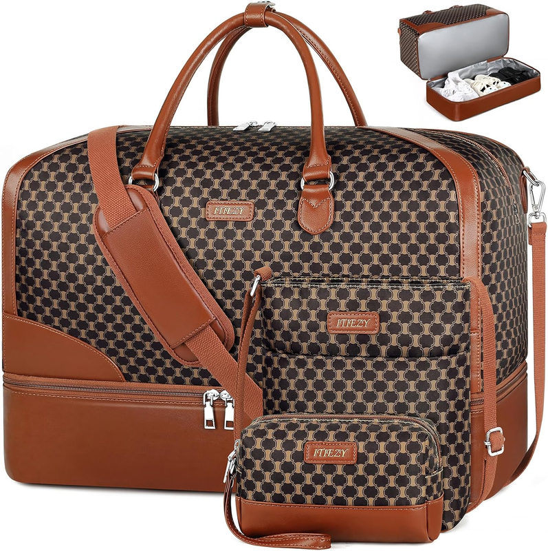 Women’s Weekender Travel Duffel Bag Carry On w/ Shoe Compartment Large Nylon8