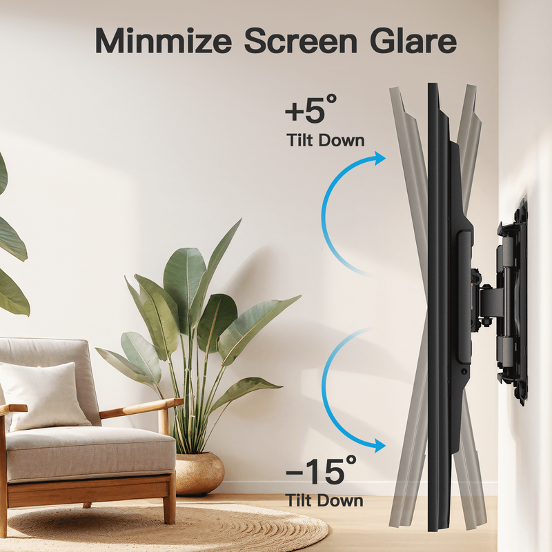 Full Motion TV Wall Mount Bracket with Tool Free Tilt for 42 90 Inch Tvs, 6 Arti5