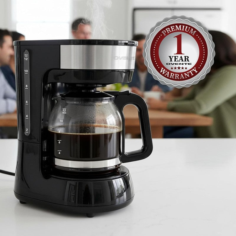 12-Cup Drip Coffee Maker Glass Carafe One-Touch Reusable Filter Black8