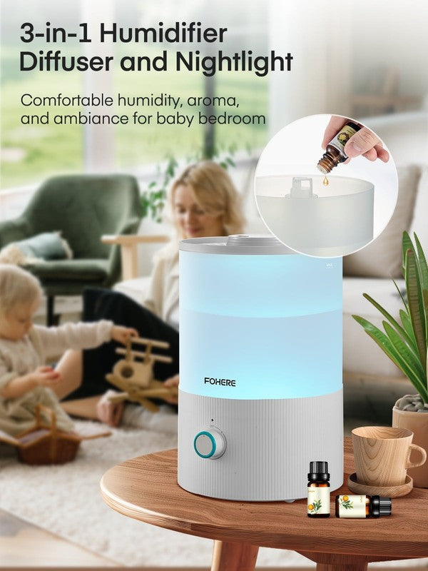 3.2L Cool Mist Humidifier w/ Oil Diffuser 7 Color Light Auto Shut Off White5