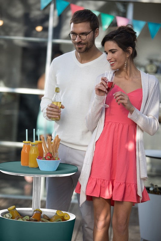 Modern 2-in-1 Cooler & Side Table Outdoor Patio Bar Teal7