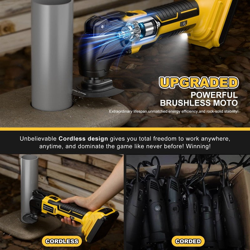 Cordless Oscillating Tool 6 Speed Brushless 22Pc Multi Tool Kit7