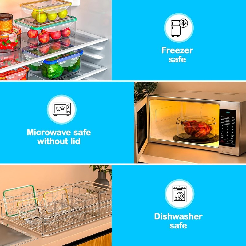 40 Pcs Food Storage Containers with Lids Airtight  Plastic Meal Prep Container f4