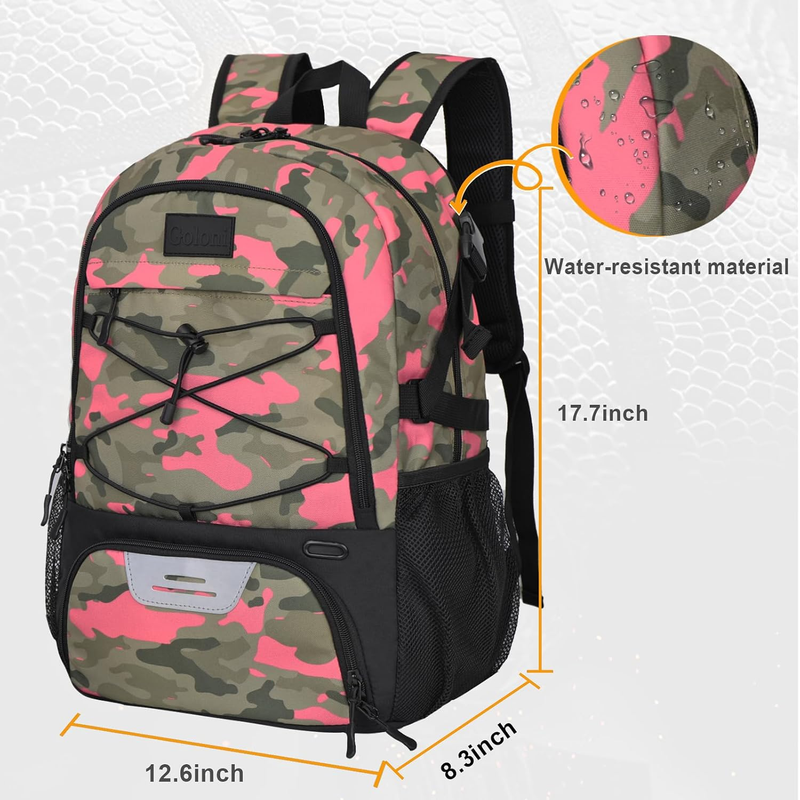 Soccer Basketball Backpack w/ Ball & Shoe Compartment Sports Travel Bag1