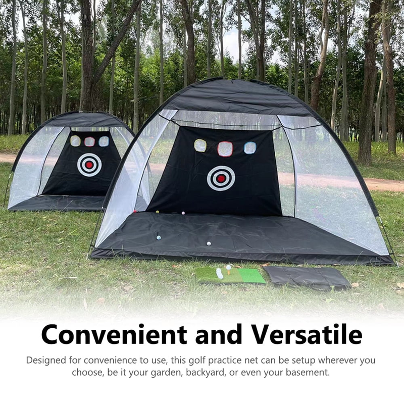 Golf Net, 9.8X7.8Ft Golf Practice Net with Golf Mat, All in 1 Home Golf Hitting 3