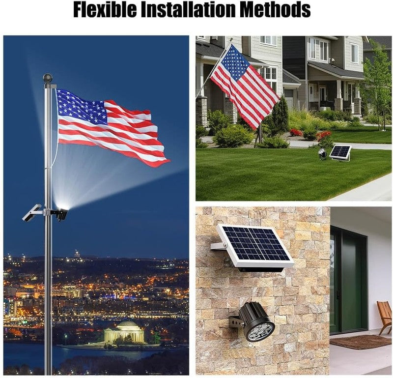 Solar Flag Pole Light, Flagpole Light Solar Powered Outdoor Bright LED 6000K Dus1