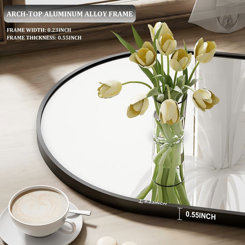 64"X 21" Arched Full Length Mirror Full Body Floor Mirrors, Black3