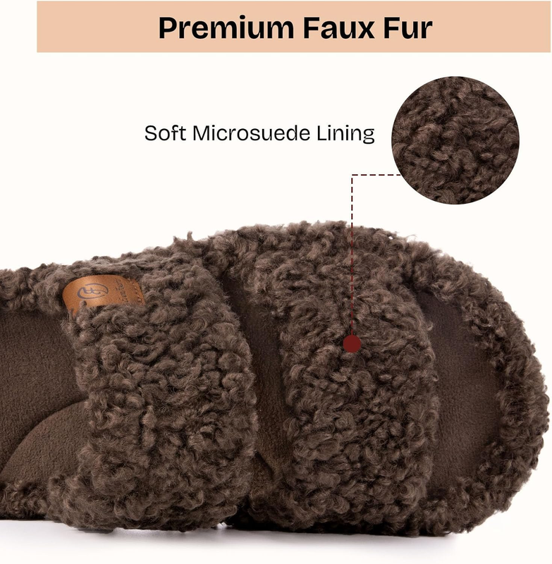 Womens Fuzzy Open Toe Slippers Soft Comfy Memory Foam Indoor House Shoes4