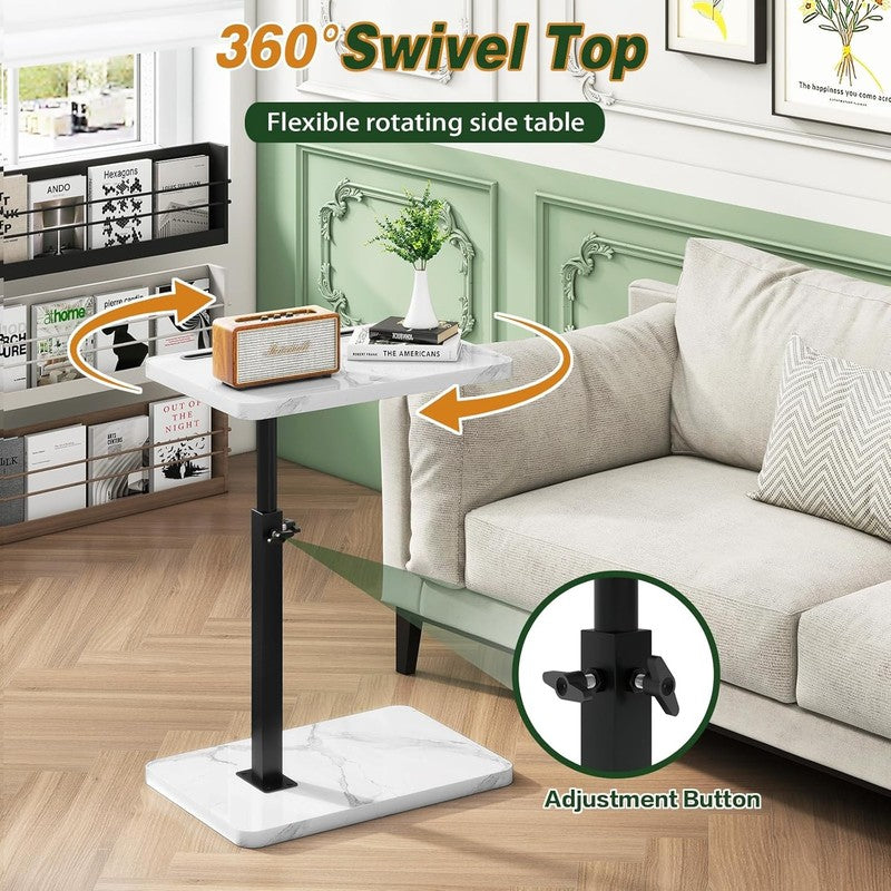C-Shaped 360° Swivel Adjustable Side Table White & Black Sofa/Bed3