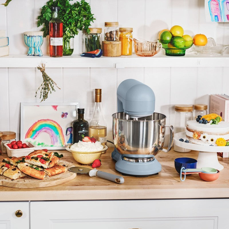 Beautiful 5.3 QT Stand Mixer w/ Flat Beater, Dough Hook by Drew Barrymore Blue1