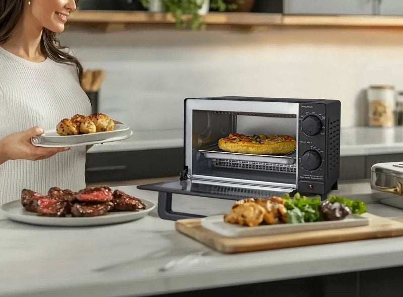 4-Slice Countertop Toaster Oven with Bake Pan & Rack, 3 Settings, Black2