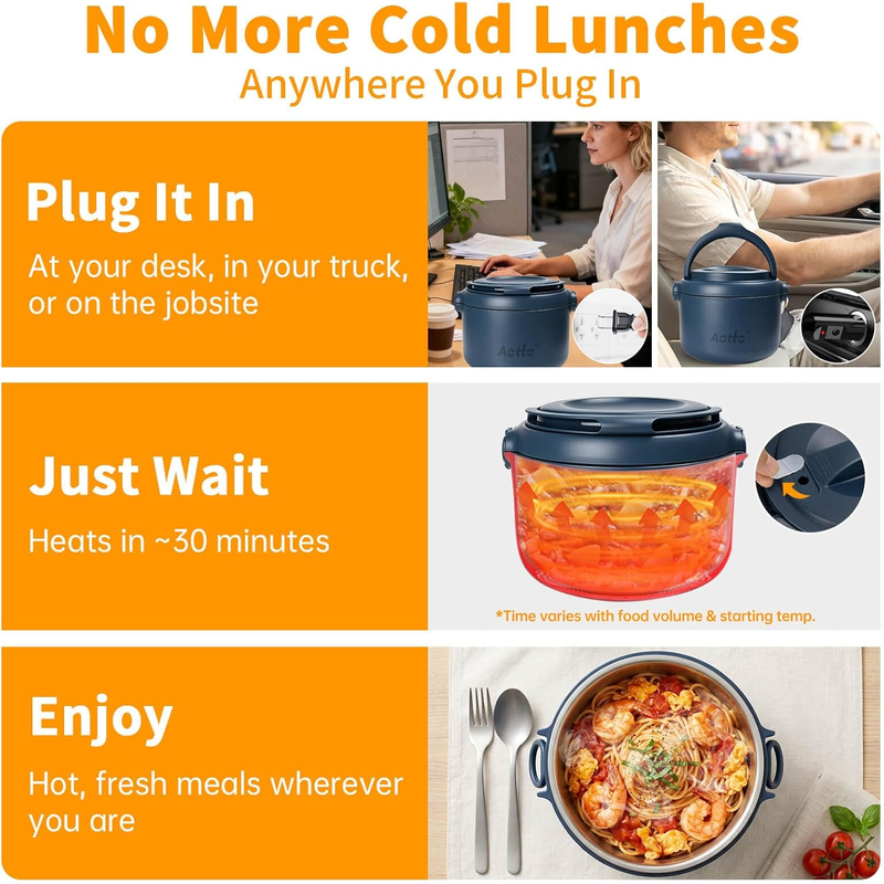 Electric Lunch Box 32oz Portable Food Warmer 3 in 1 12V/24V/110V for Car Office5