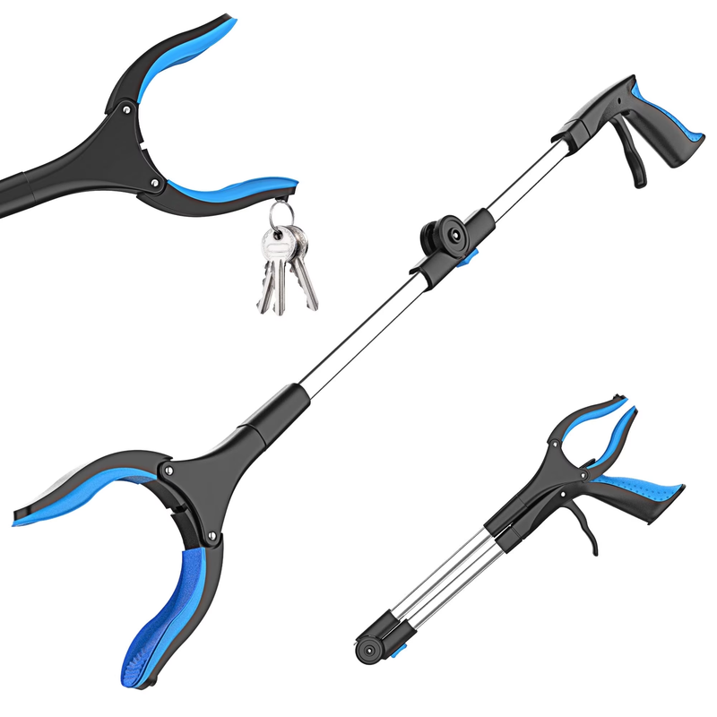 32in Reacher Grabber Tool Trash Claw Pickup Assist Handy Blue0