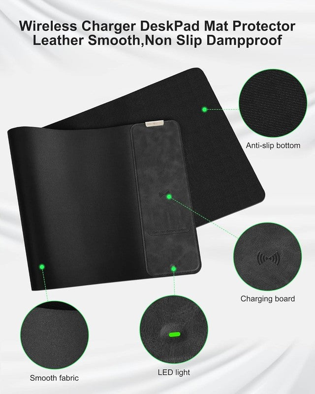 Wireless Charging Mouse Pad, Large Gaming Desk Mat with Non-Slip Base2