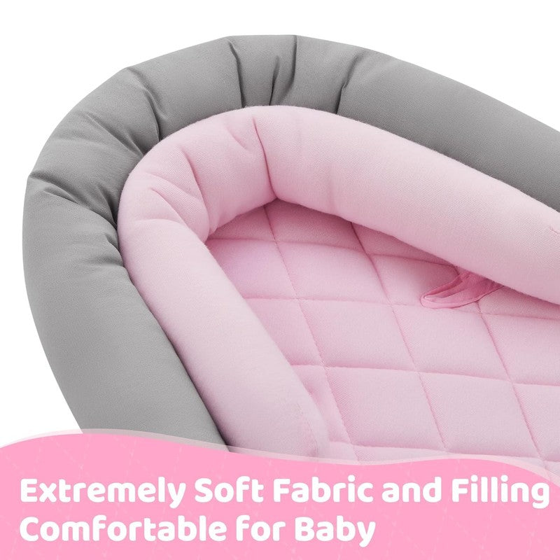 Infant Car Seat Head Support Soft 2 in 1 Insert for Newborn Stroller Gray/Pink3