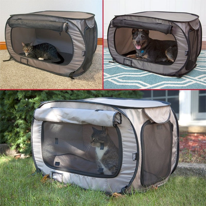 Medium Soft-Sided Pop-Open Cat & Dog Travel Kennel, Gray1