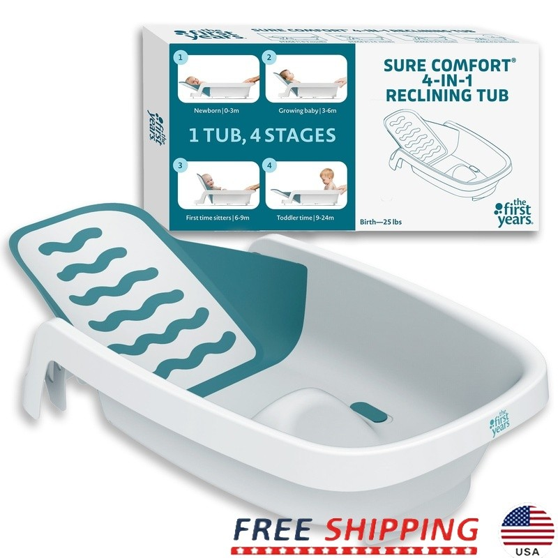 Adjustable 4-In-1 Infant Baby Bathtub Reclining Wash Seat Newborn to Toddler0