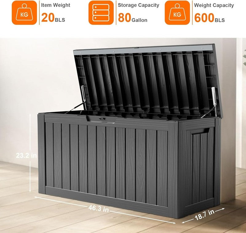 80 Gallon Lockable Resin Deck Box   Waterproof Storage for Tools & Furniture3