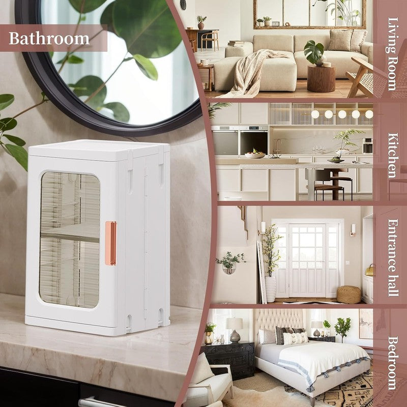 Mini Storage Cabinet with Doors and Shelves Countertop Cabinet Bathroom Storage 5