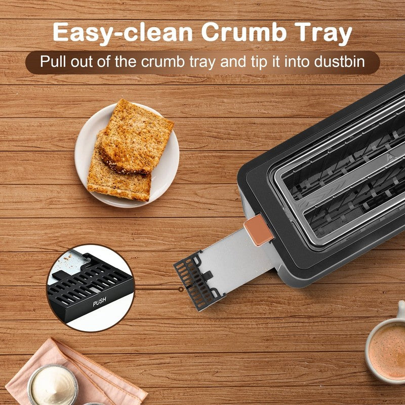 4-Slice Stainless Steel Toaster Digital Timer 1300W Crumb Tray Grey5