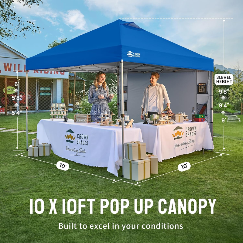 Crown Shades 10x10 Outdoor Pop Up Canopy Tent Easy Setup Sun Shelter Blue6