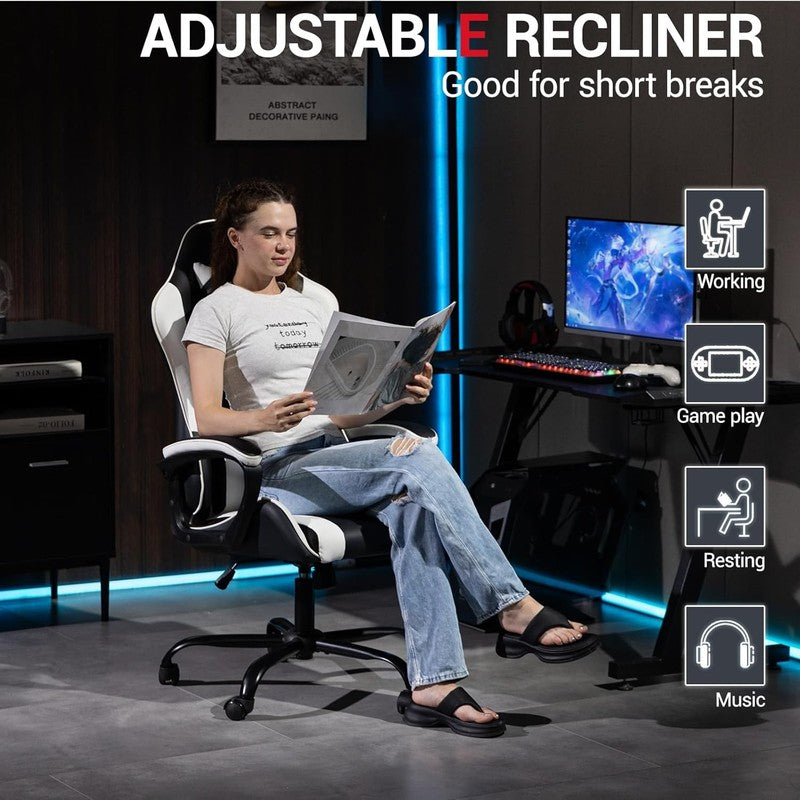 Ergonomic Massage Gaming Chair for Kids Adults, Comfy PU Leather Office Desk Cha5
