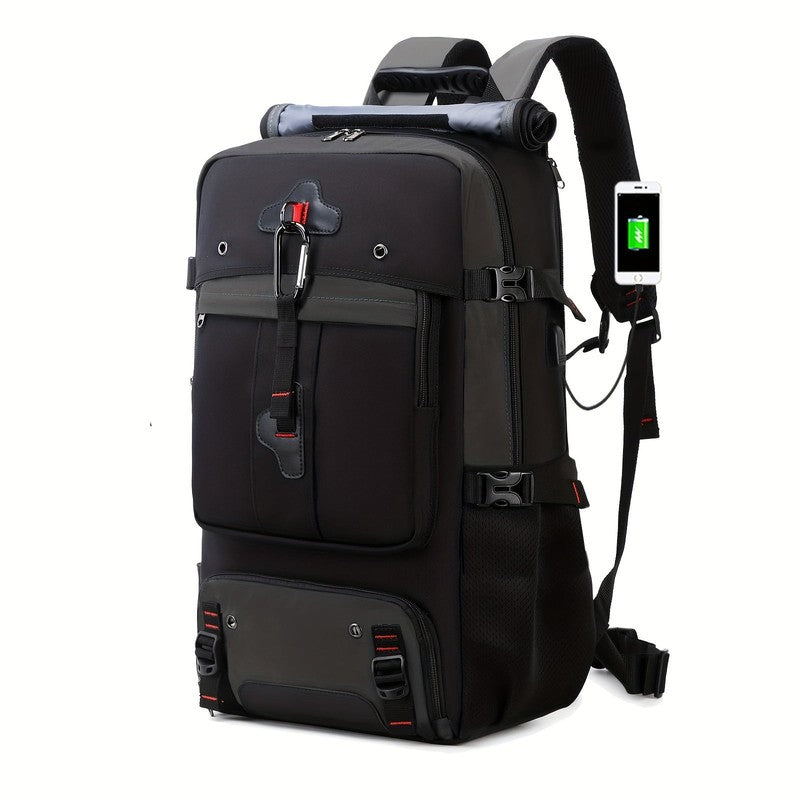 A 50L Large Capacity Hiking Backpack, Outdoor Camping Backpack, Convertible Shou5