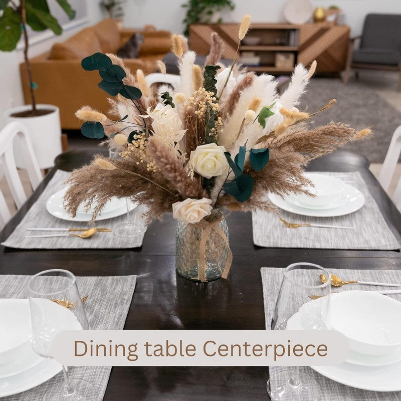 100-Pcs Artificial Flowers with Vase Dining Table Centerpiece Home Decor6