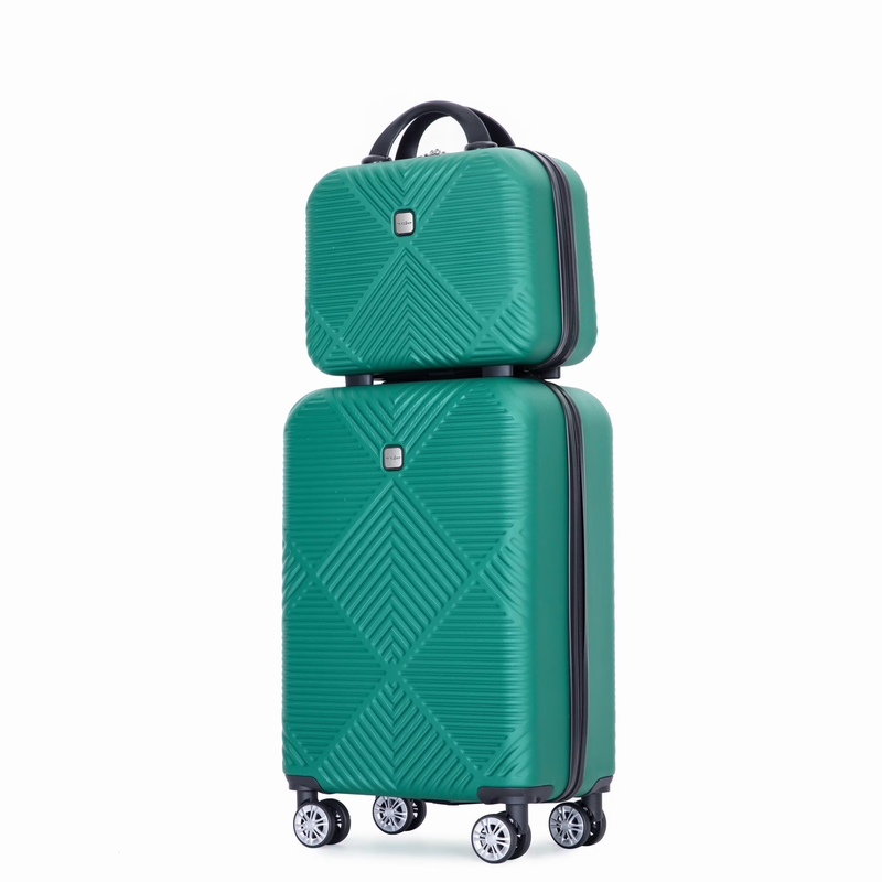 2 Piece Luggage Set Hardside Spinner Wheels Carry On Suitcase Dark Green9