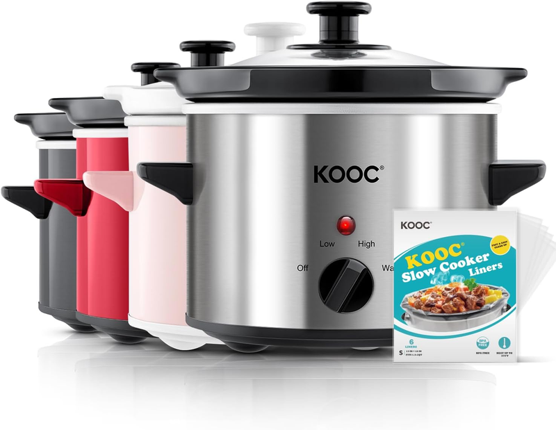 2Qt Small Slow Cooker Ceramic Adjustable Temp Stainless Steel Silver9