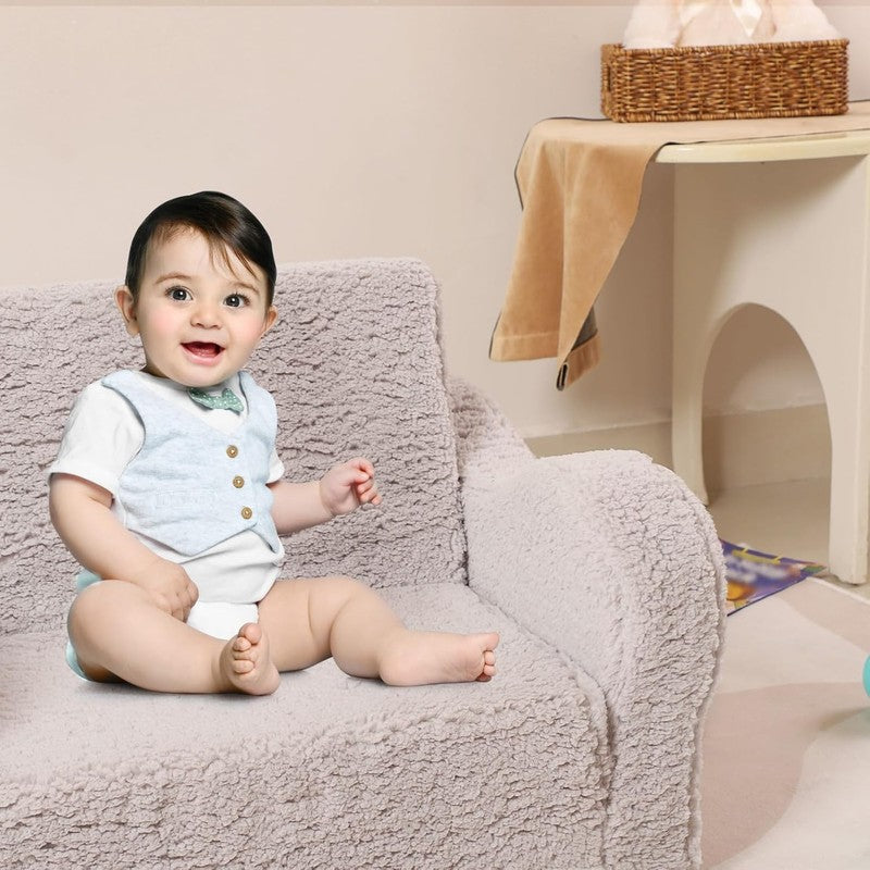 Kids 2 in 1 Flip Out Foam Sofa Couch w/ Soft Sherpa Cover, Grey3