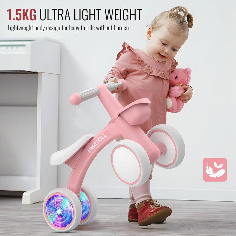 Baby Balance Bike with Lights, Adjustable Seat, Gift for Girls 12 24M (Pink)5