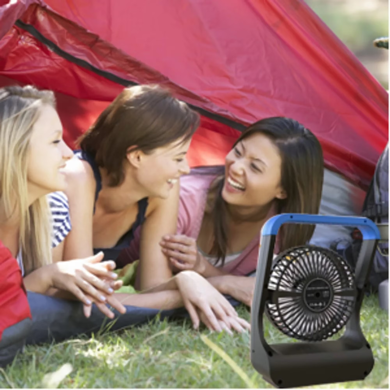Battery Operated Camping Fan D Cell Portable Desk Fan 3 Speed Timer Blue4